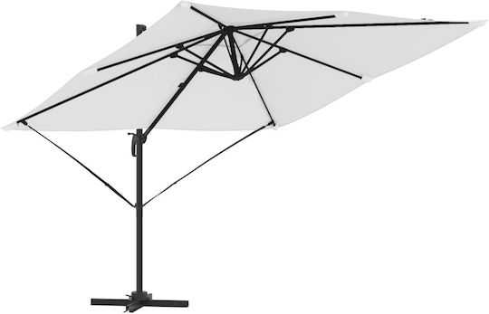 Umbrella Floor Square Aluminum Beige with Base 3x3m