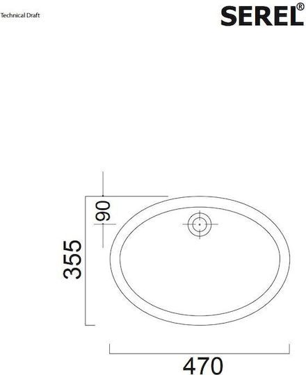 Serel Countertop Sink Porcelain 47x33.5cm White