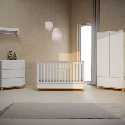 Casababy Zoom Baby Furniture Set with Bed and Nursery Drawer White