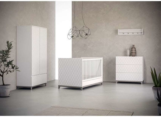 Casababy Rombo Комплекти бебешки мебели с Креват, Комод и Гардероб Бял