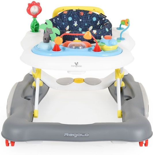 Cangaroo Regalo Baby Walker with Music for 6+ Months Gray