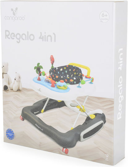 Cangaroo Regalo Baby Walker with Music for 6+ Months Gray