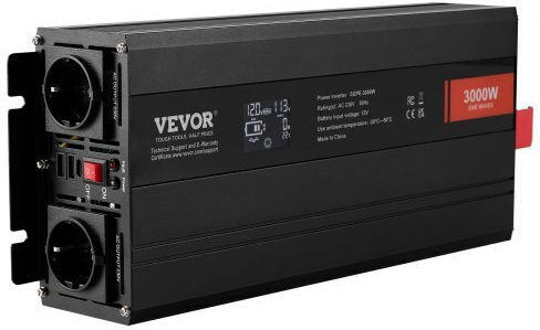 Vevor Car Inverter Pure Sinewave 3000W to Converter 12V DC in 230V AC