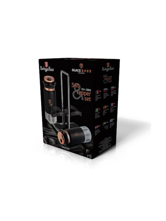 Berlinger Haus Black Rose Collection Σετ Αλατοπίπερο Μεταλλικό με Βάση 3τμχ
