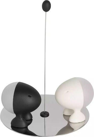 Alessi Lilliput Salz- und Pfefferset Metallisch mit Gestell White - Black 2Stück ASG02 BW