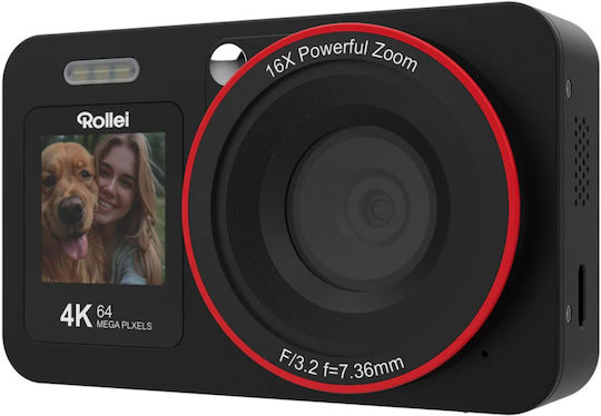 Rollei Compactline 64 Dual Screen Compact Φωτογραφική Μηχανή 64MP 4K UHD Μαύρη