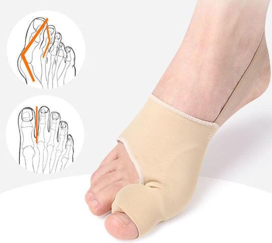 Set 2 Protectoare Pentru Bunion Separator Degete Din Silicon Cu Bandă De Susținere Zenifique Bej Mărimea L