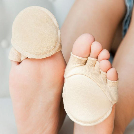 Set 2 Protectoare Pentru Tălpi Prevenire Bătături Burete Decupat Pentru Degete Material Textil Bej
