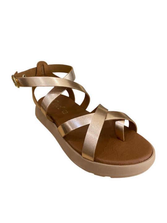 Leather Women's Flat Sandals copper