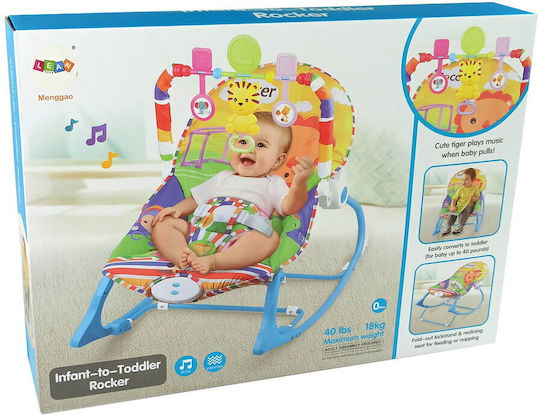 Lean Toys Electric Relax pentru Bebeluși Tiger cu Muzică și Vibrații Multicolor pentru Copil până la 18kg