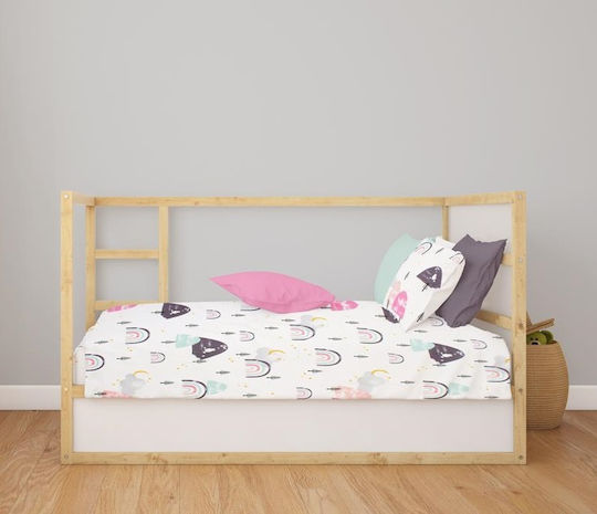 Dimcol Bebe Baby Sheet Crib Cotton Fitted White 70x140cm