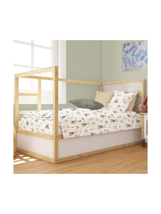 Dimcol Baby Sheet Crib Cotton Fitted White 70x140cm