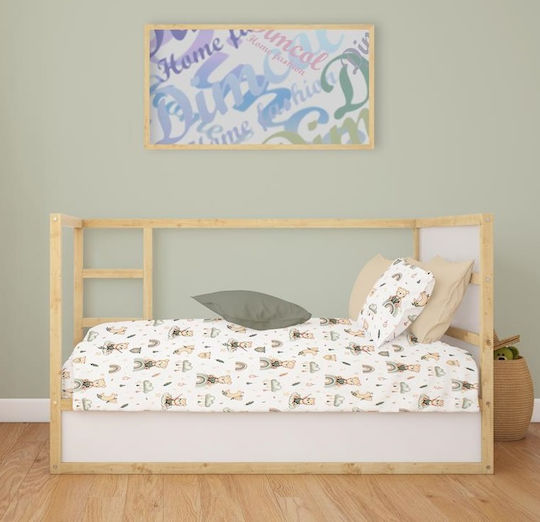 Dimcol Cearșaf pentru bebeluși Pentru Patut Bumbac cu Cauciuc Alb 70x140buc
