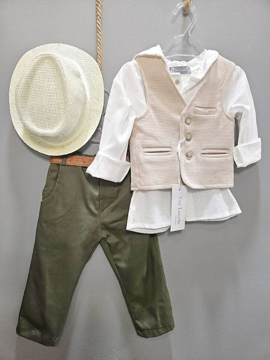 Guy Laroche Baptism Suit with Vest for Boys Multicolour 6 Pieces
