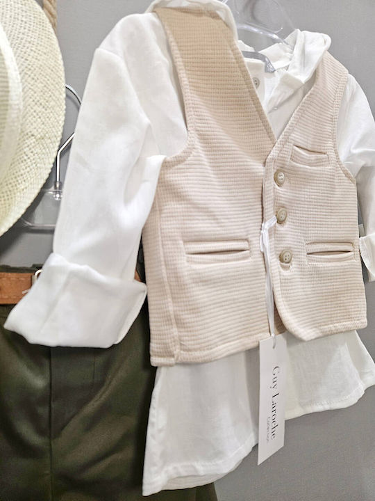 Guy Laroche Baptism Suit with Vest for Boys Multicolour 6 Pieces