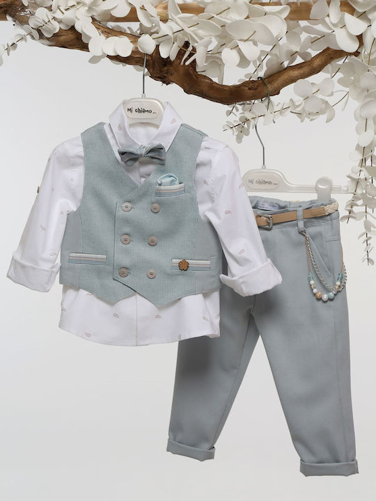Mi Chiamo Boys Baptism Suit with Vest Green