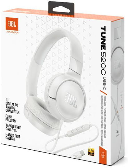 JBL Tune 520C Ενσύρματα On Ear Ακουστικά Λευκά