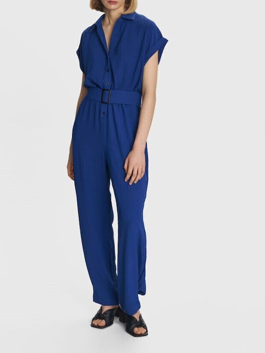 Women's Short-sleeved One-piece Suit Blue