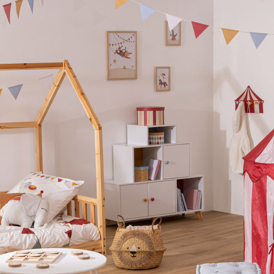 Marva Wooden Kids Wall Hanger with Hooks Circus Polychrome 37x4.4x25cm