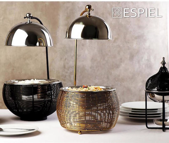 Espiel Chafing Dish Metallic Fondue Pot with Tea Light Gray 30x30x32cm