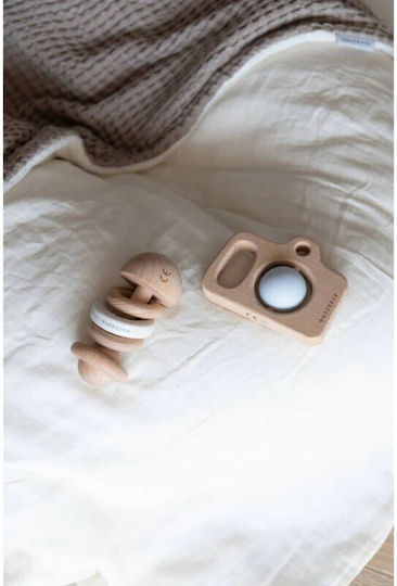 Bamboom Rattle Wood & Silicone White 01 Bamboom