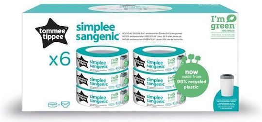Tommee Tippee Simplee Sangenic Pungi de Schimb pentru Coș Gri 6 Bucăți