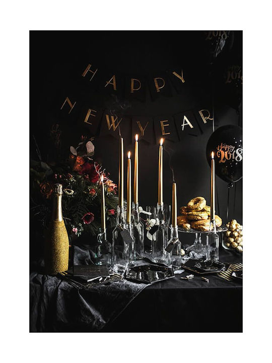 PartyDeco Διακοσμητικό Κερί Κηροπηγίου Χρυσό 10τμχ