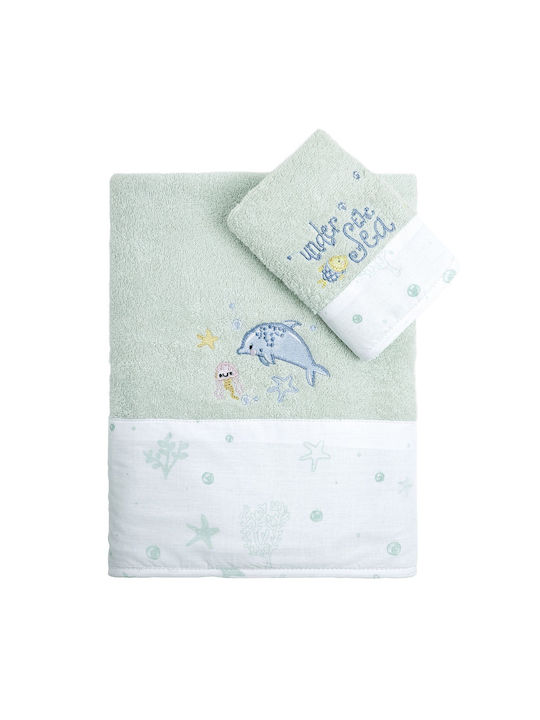 Nima Set of baby towels 2pcs Sea Love Turquoise 70 cmx140cm Weight 400gr/m²