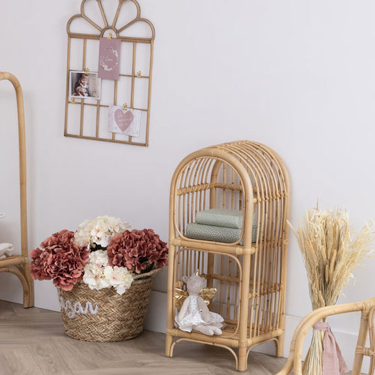 Kids Wooden Bookcase A-S Rattan Brown 38x28x76cm