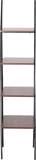 Рафт Homemarkt Stam Hm18073.04 Черна метална рамка-Орехов меламин 71x38x164см