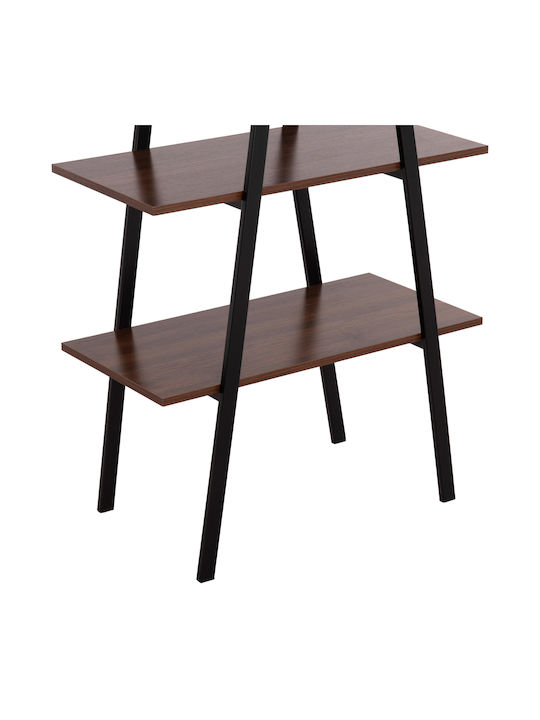 Homemarkt Shelf Stam Hm18073.04 Black Metal Frame-Walnut Melamine 71x38x164cm
