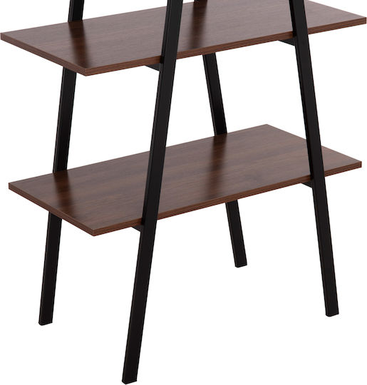 Рафт Homemarkt Stam Hm18073.04 Черна метална рамка-Орехов меламин 71x38x164см