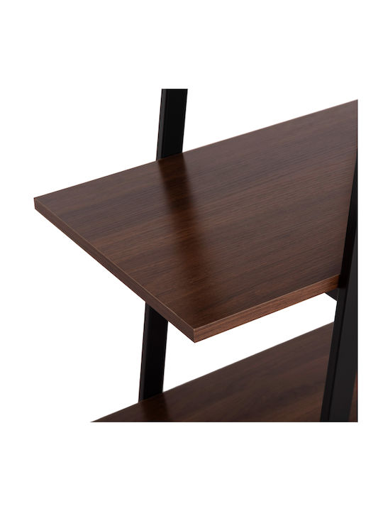 Homemarkt Shelf Stam Hm18073.04 Black Metal Frame-Walnut Melamine 71x38x164cm