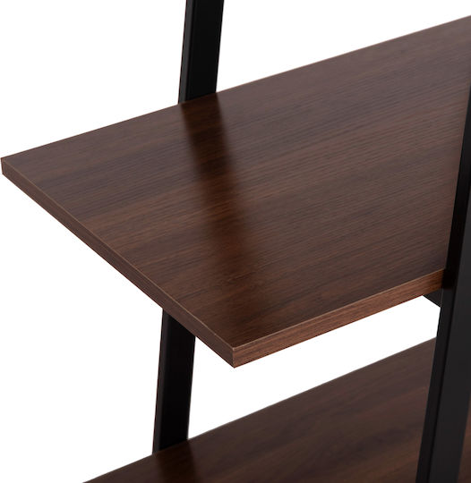 Рафт Homemarkt Stam Hm18073.04 Черна метална рамка-Орехов меламин 71x38x164см