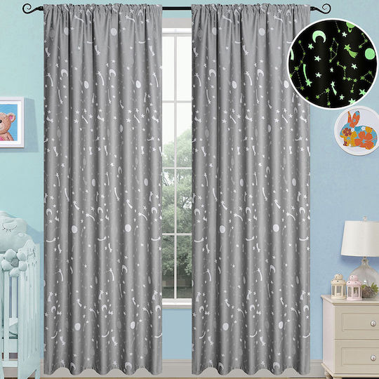 Beauty Home Kids Blackout Fluorescent Curtain With Rod Pocket Gray 140x270cm