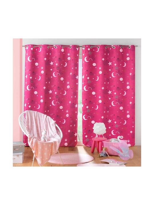 Douceur d'Intérieur Kids Grommet Top Blackout Curtain Moonlight Fuchsia 1611409 140x260cm