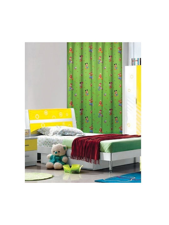 Disney Παιδική Κουρτίνα Schoolfun46 με Τιράντες Πράσινη 140x290εκ.