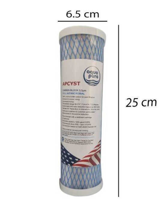Aqua Pure Ανταλλακτικό Φίλτρο Νερού Άνω και Κάτω Πάγκου από Ενεργό Άνθρακα 10" APCYST 0.5 μm