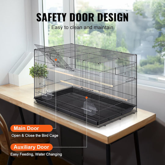 King Kong Cages Bird Cage Parrot Budgie Long1 Rectangular 60x42x41cm. Black