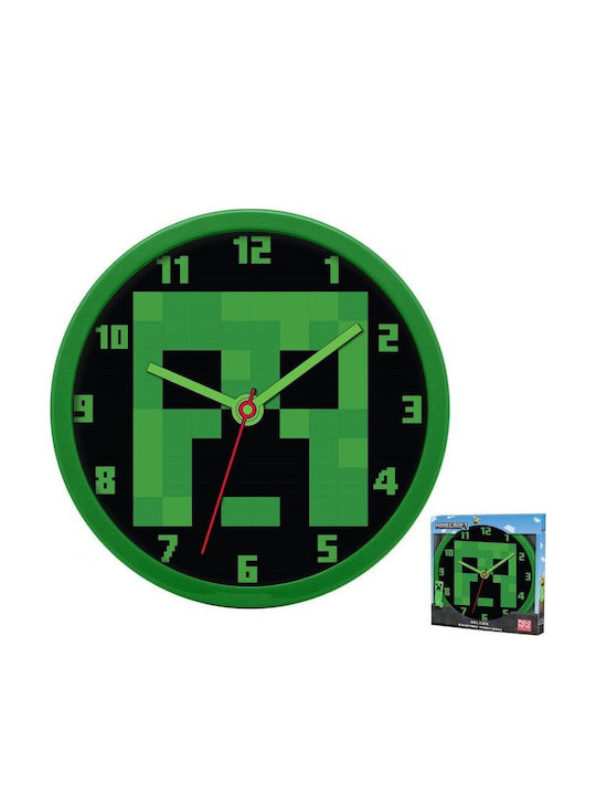 Kids Licensing Kids Wall Clock Minecraft Wooden 25x13cm