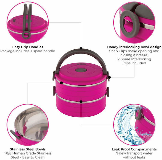 Healthy Human Pet Bento Edelstahl Schalen Futter & Wasser für Hund & Katze 900ml in Rosa Farbe 2Stück