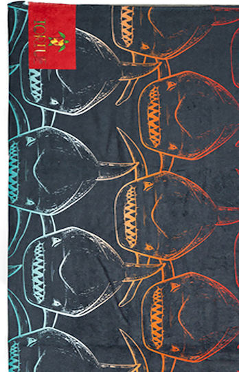 Tortue Kids Cotton Beach Towel Sharks 70x140-s3-301-100 Anthracite