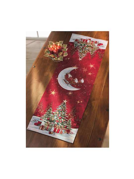 Euronova Christmas Tablecloth Runner Plastic Red L140xW43cm.