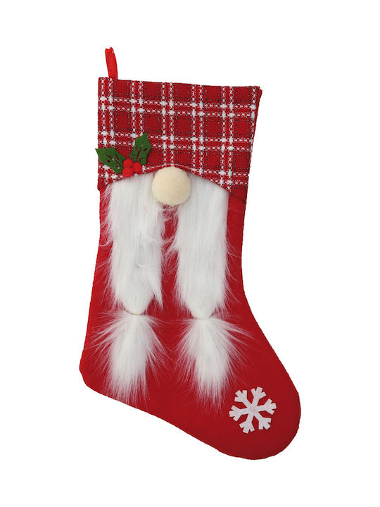 Christmas Decorative Fabric Red Socks with Dwarf L47xW29cm (Μiscellaneous Designs)