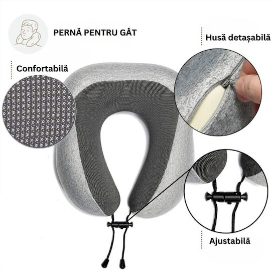 Set de călătorie Pernă, Mască și Dopuri de urechi cu husă de transport Gri