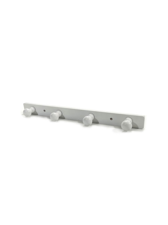 General Trade Κρεμάστρα Τοίχου Ξύλινη 4 Θέσεων Λευκή 52x5cm