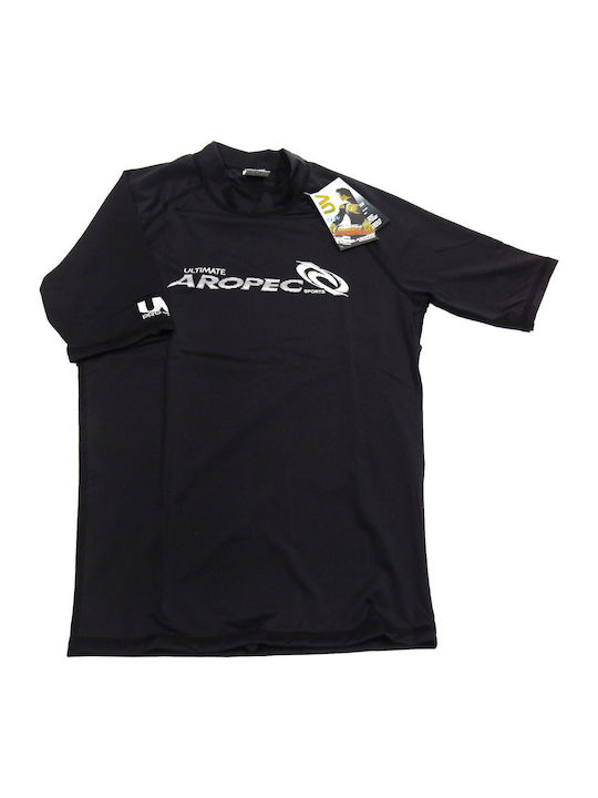 Aropec Bărbați Mâneci scurte Tricou de protecție solară Negru