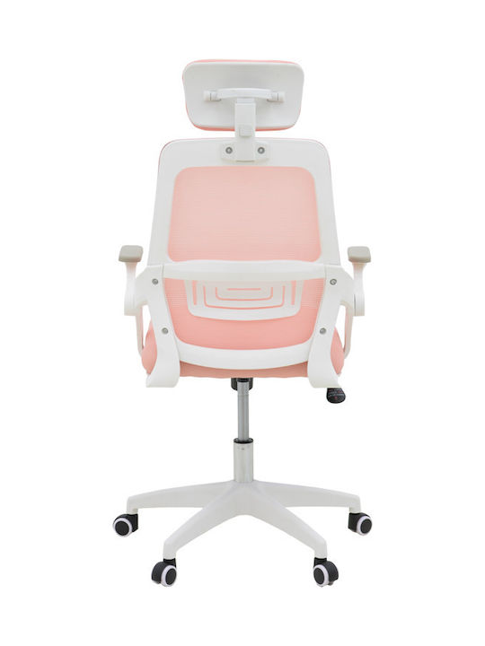 Peja Reclining Office Chair with Fixed Arms Pink-frame White Pakketo
