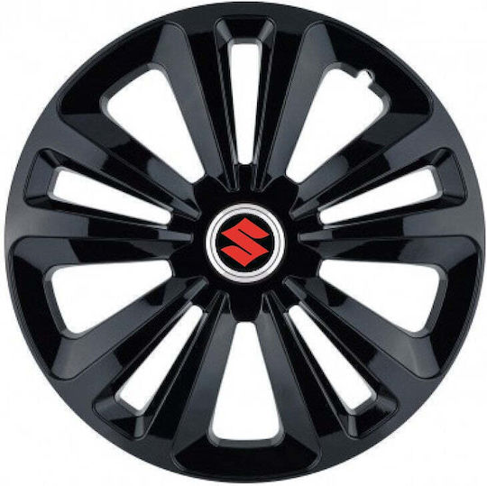 Car Hubcap Set with Suzuki Emblem 14" 4pcs Orange
