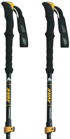 Ande Telescopice Baston de trekking din aluminiu 2 buc Negre